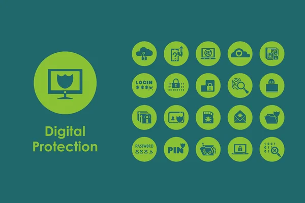 Conjunto de ícones simples de proteção digital —  Vetores de Stock