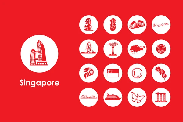 Conjunto de iconos simples de Singapur — Archivo Imágenes Vectoriales