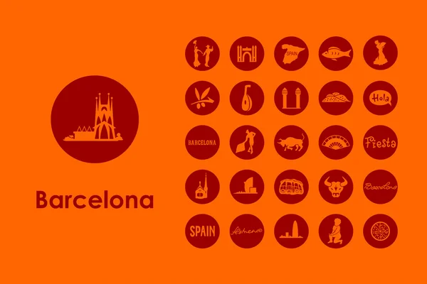 Set of Barcelona simple icons — Stock Vector