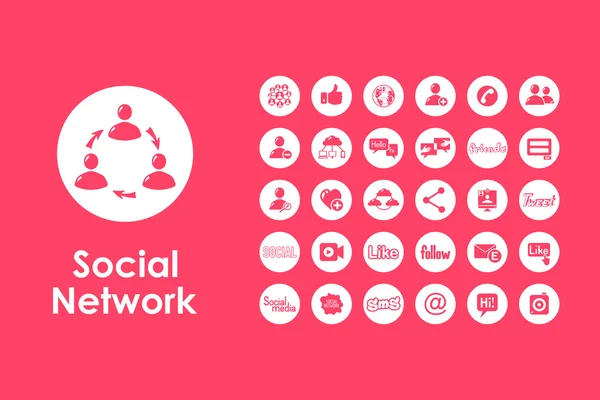 Conjunto de iconos simples de redes sociales — Vector de stock