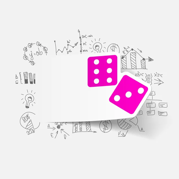Dice with drawing business formulas — Stock Vector