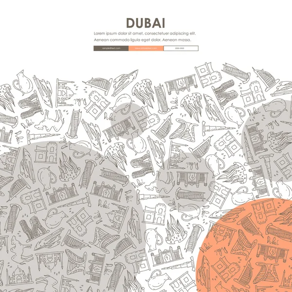 Dubaj Doodle Design — Wektor stockowy