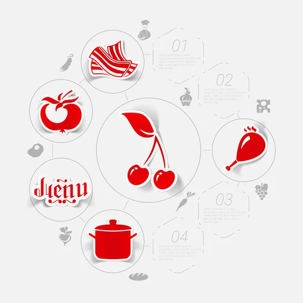 Red restaurant sticker infographics — Stock Vector