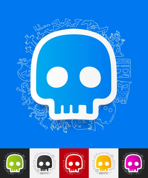 Calavera papel pegatinas — Vector de stock