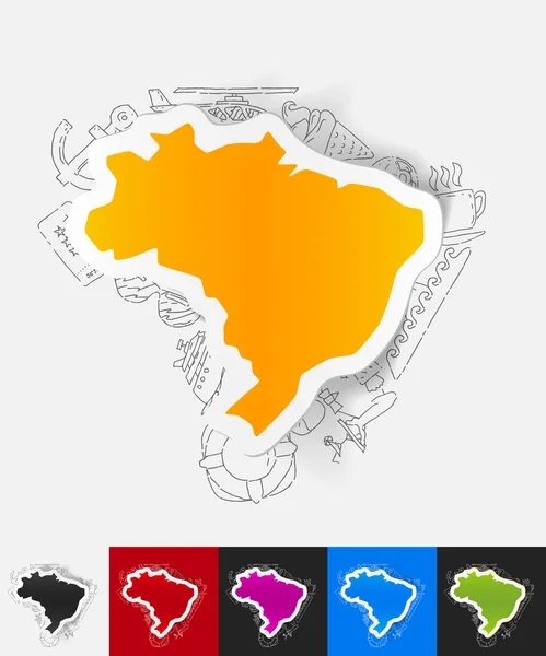 Brazil paper stickers — Stock Vector