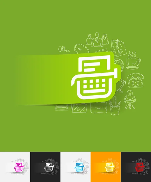 タイプライター用紙ステッカー — ストックベクタ