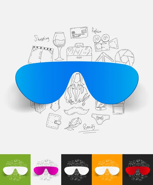 Sunglasses paper stickers — Stock Vector