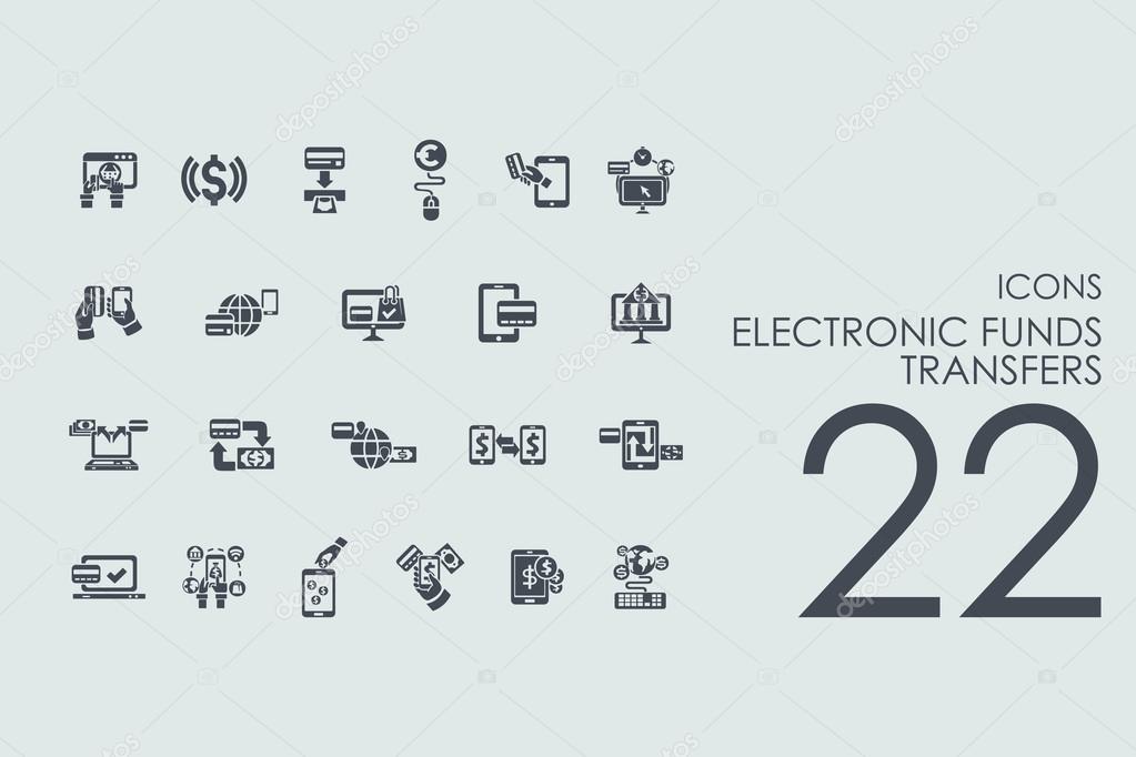 Set of electronic funds transfers icons