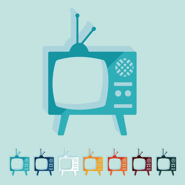 Velho tv design plano — Vetor de Stock