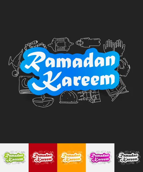 Ramadan Kareem adesivos de papel — Vetor de Stock