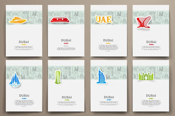 Plantillas con garabatos de Dubai — Vector de stock