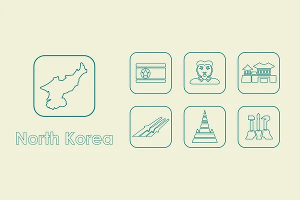 Conjunto de ícones simples da Coreia do Norte — Vetor de Stock