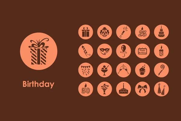 Conjunto de iconos de cumpleaños — Vector de stock
