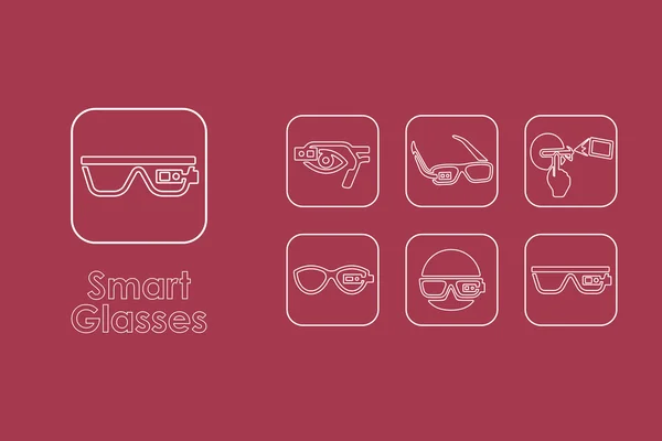 Set of smart glasses icons — Stock Vector