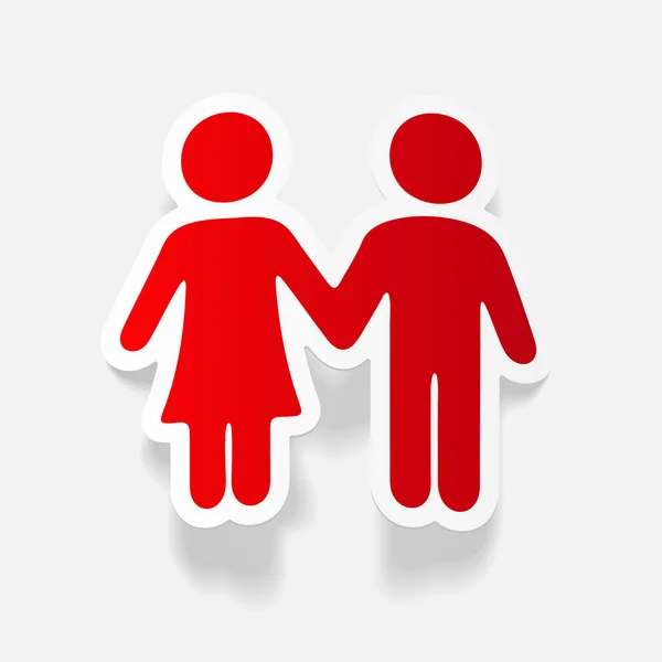 Couple réaliste dans la conception d'amour — Image vectorielle