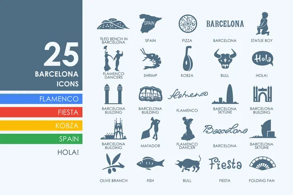 Conjunto de ícones de Barcelona — Vetor de Stock