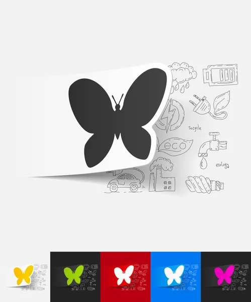 Butterfly papper klistermärke — Stock vektor