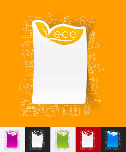 Eco σημάδι φύλλο χαρτί αυτοκόλλητο — Διανυσματικό Αρχείο