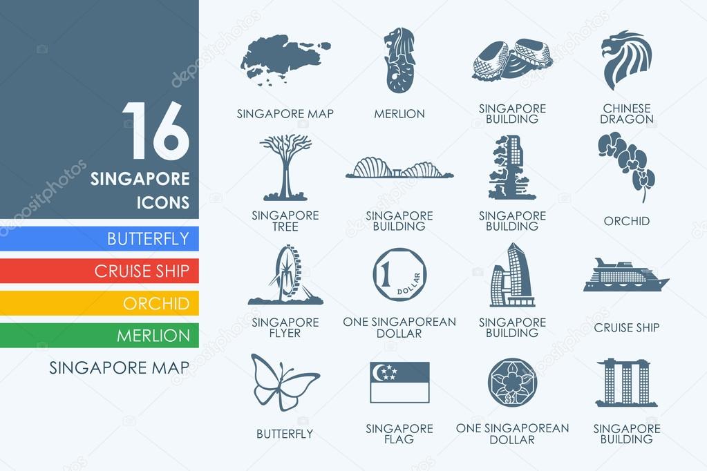 Set of Singapore icons