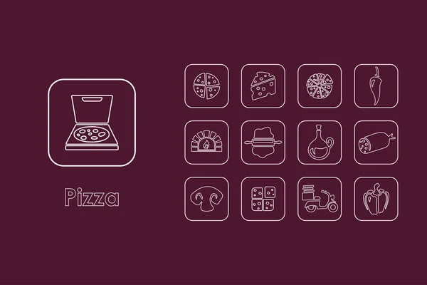 Conjunto de iconos simples pizza — Vector de stock