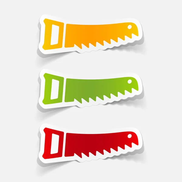 Hand saw realistic stickers — Stock Vector