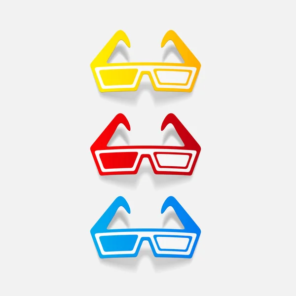 3d gafas pegatinas realistas — Vector de stock