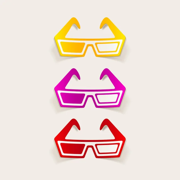 3d glasses realistic stickers — Stock Vector