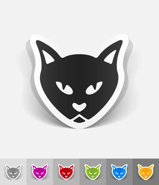 Katzenpapier Sticker mit Schatten — Stockvektor