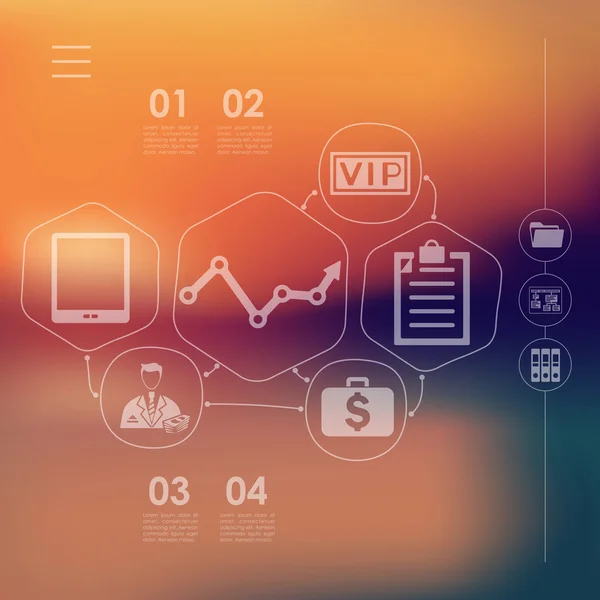 Infográfico de negócios com fundo desfocado — Vetor de Stock