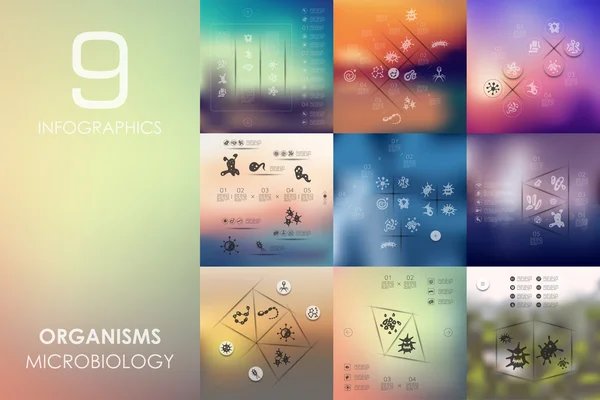 Infografía de organismos con un fondo no enfocado — Archivo Imágenes Vectoriales