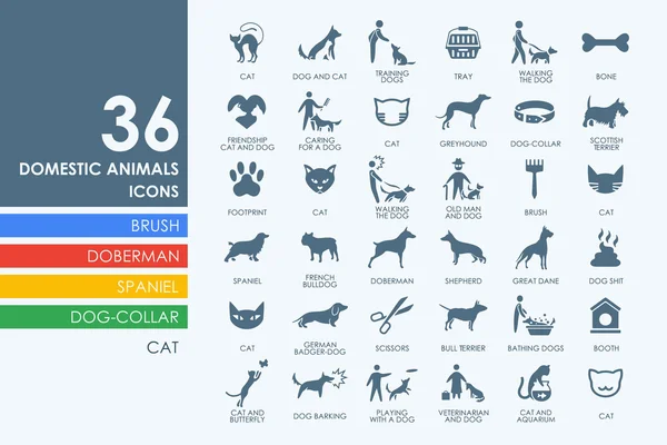 Set van huisdieren pictogrammen — Stockvector