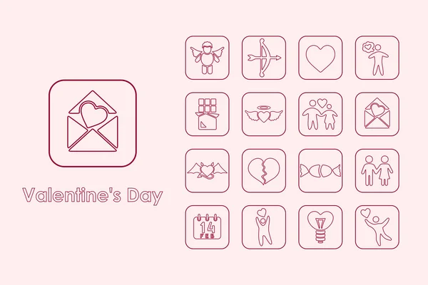 Set of Valentine's Day simple icons — Stock Vector