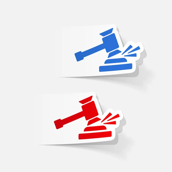 Gavel realistic stickers — Stock Vector