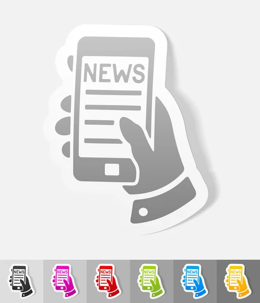 Noticias en la etiqueta engomada de papel smartphone — Vector de stock