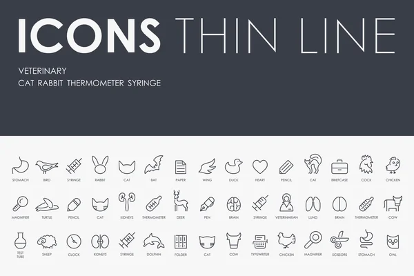 Iconos veterinarios Thin Line — Vector de stock