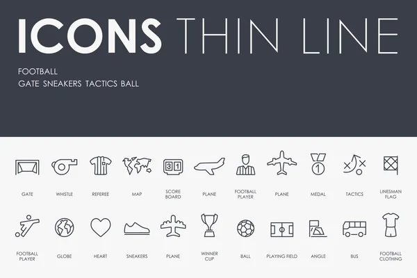 Fútbol Thin Line iconos — Vector de stock