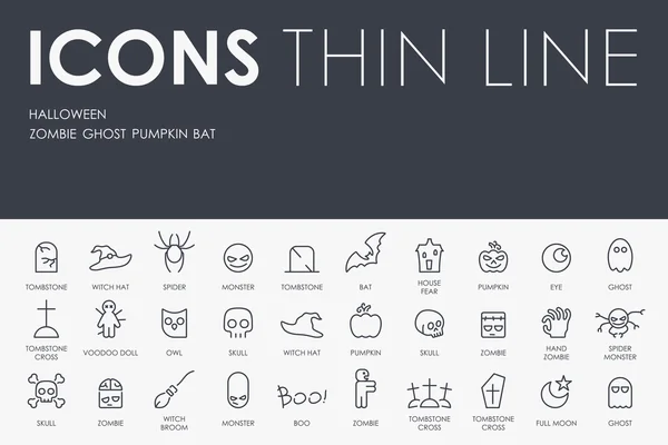 Iconos de Halloween Thin Line — Vector de stock