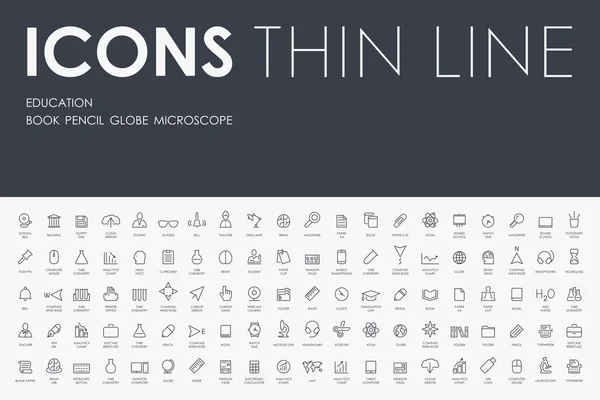 Education Thin Line Icons — Stock Vector