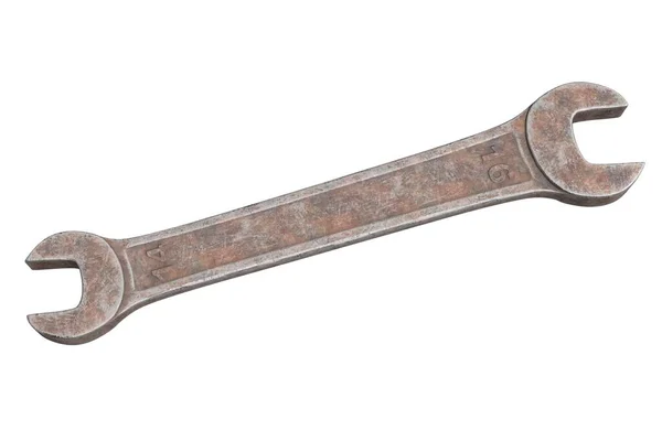3D render of old and rusty Universal Spanner Wrench isolated on white — Stock Photo, Image