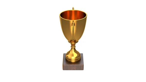 3D render of Gold Trophy Cup isolert på hvit – stockfoto