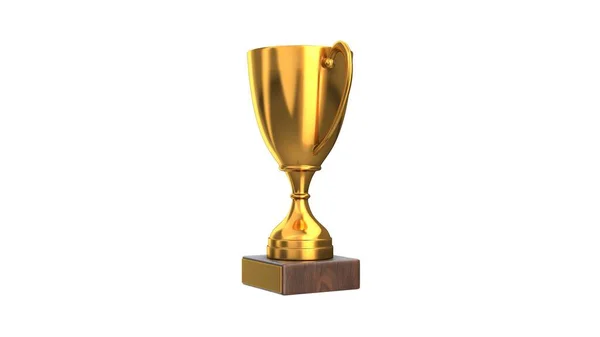 3D καθιστούν χρυσό κύπελλο Trophy απομονώνονται σε λευκό — Φωτογραφία Αρχείου