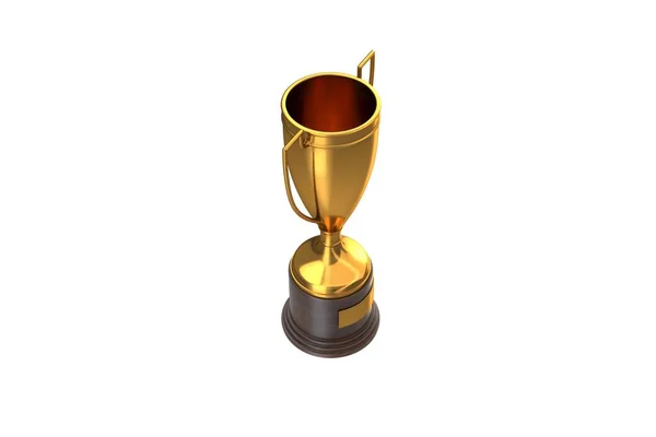 3D render of Gold Trophy Cup isolert på hvit – stockfoto