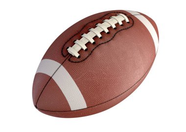 Amerikan Futbol Topunun 3 boyutlu çizimi beyaza izole edildi.