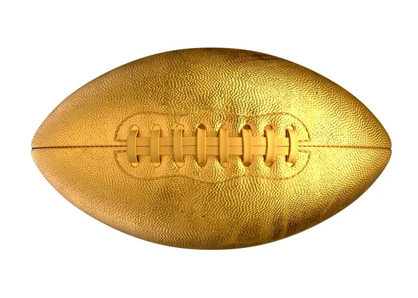 3D ilustracja Gold American Football Ball izolowane na białym. — Zdjęcie stockowe