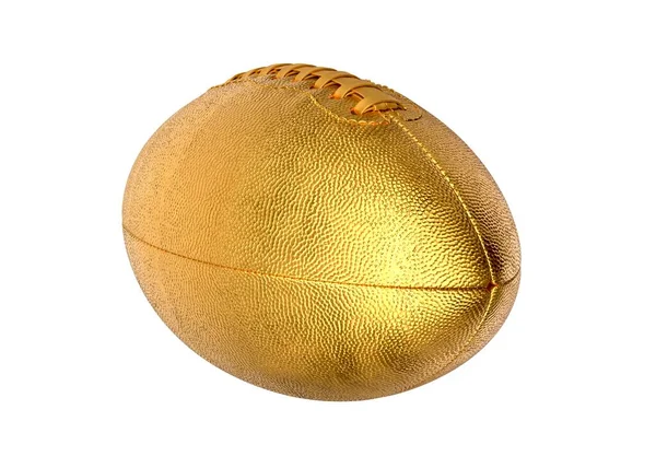 3D иллюстрация Золотой американский футбольный мяч изолированы на белом. — стоковое фото