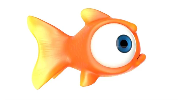 Renderização 3D de peixes de ouro com raiva bonito — Fotografia de Stock