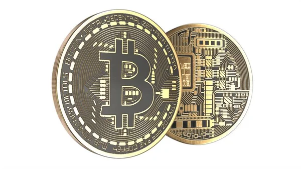 3D renderowane ilustracji Gold Bitcoin izolowane na białym — Zdjęcie stockowe