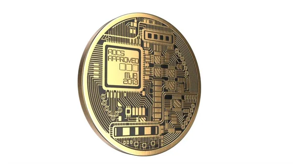 3D gengivet illustration af Guld Bitcoin isoleret på hvid - Stock-foto