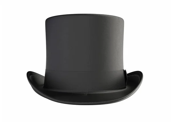 Beyaz üzerine izole edilmiş 3 boyutlu siyah silindir sihirli şapka tasviri — Stok fotoğraf