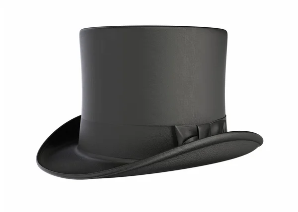 Beyaz üzerine izole edilmiş 3 boyutlu siyah silindir sihirli şapka tasviri Telifsiz Stok Fotoğraflar
